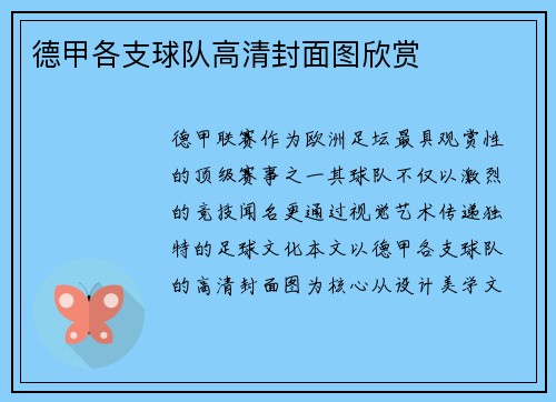 德甲各支球队高清封面图欣赏
